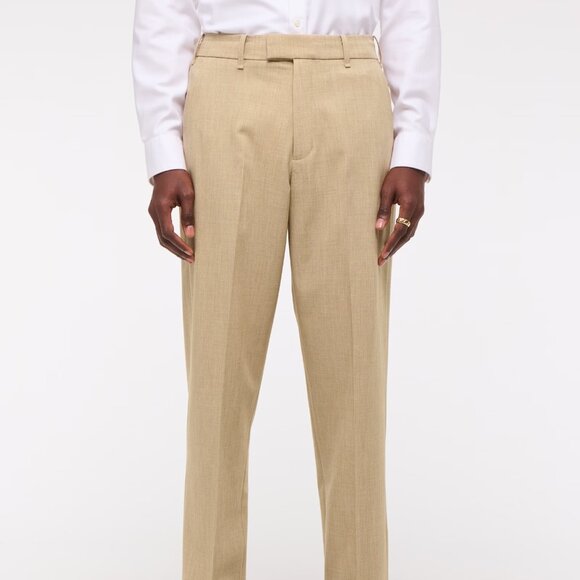 Abercrombie Collins Tailored Linen-Blend Pleated Suit Pant in beige texture - Picture 3 of 12